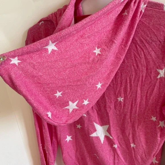Medium lightweight VS Pink Hoodie. Pink with white stars. Light wear. - Picture 4 of 7